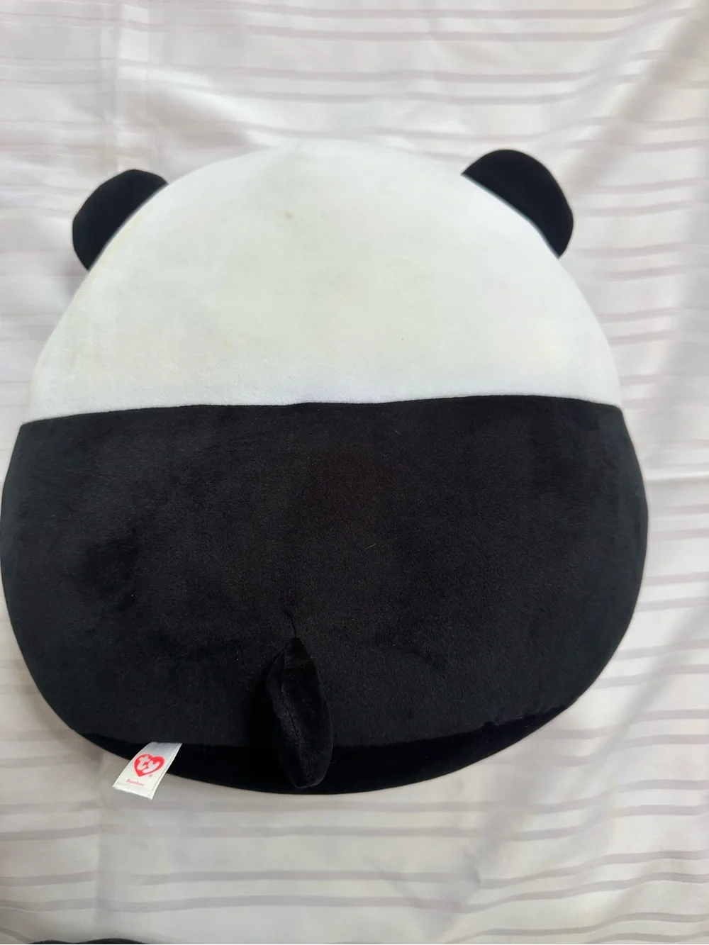 Ty Panda Plush Pillow - White, Black and Pink Eye Accents